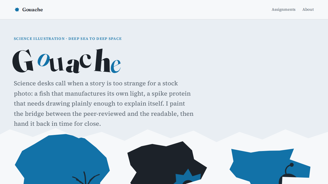 Screenshot of the gouache example site