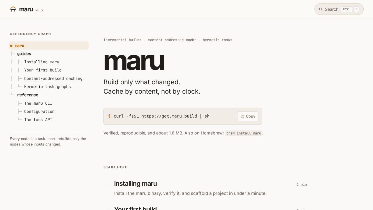 Screenshot of the maru example site