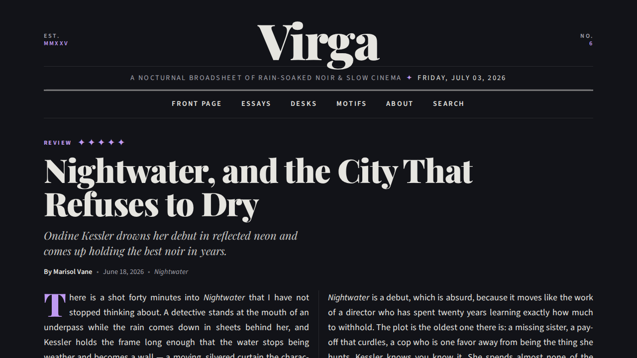Screenshot of the virga example site